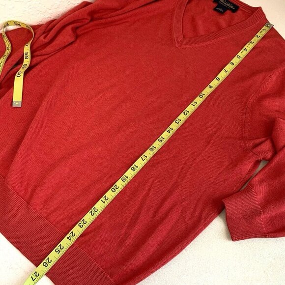 Brooks Brothers Sweater Mens Medium Silk Cotton Blend V-Neck Pullover Soft - Picture 7 of 9